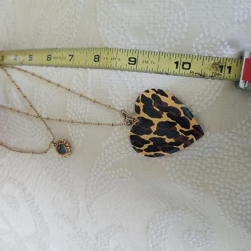 Vintage Betsey Johnson Leopard Print Heart Necklace - Picture 5 of 10